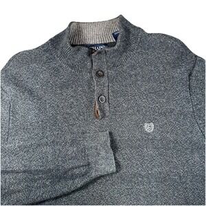 Chaps Men's 1/4 Button Long‎ Sleeve Sweater Gray Size  Large